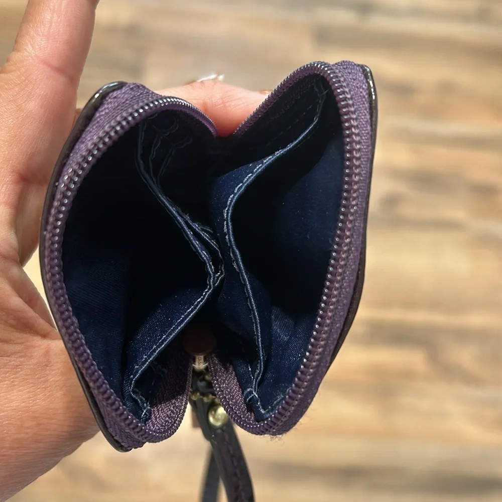 COACH LEGACY PURPLE LEATHER WRISTLET UNIVERSAL CARD HOLDER - Picture 4 of 8